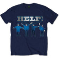 The Beatles Unisex T-Shirt: HELP! Silver Logo (Dusk Blue)