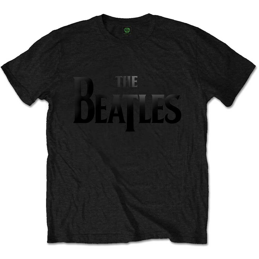 The Beatles Unisex T-Shirt: Drop T Logo Gloss Print (Black) (Embellished)