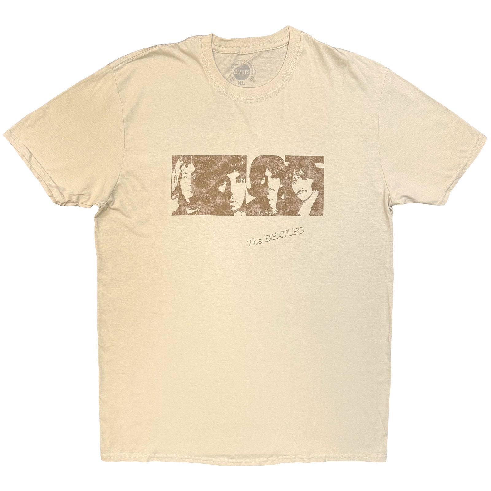 The Beatles Unisex T-Shirt: White Album Faces (Sand)