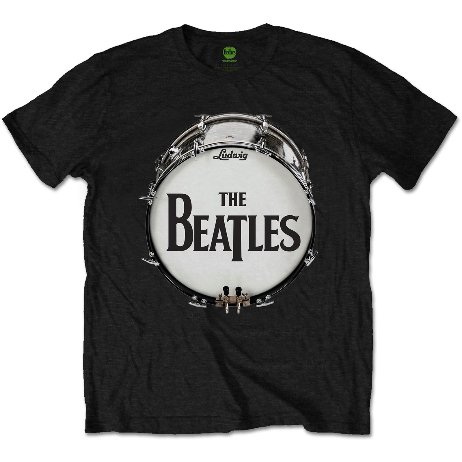 The Beatles Unisex T-Shirt: Original Drum Skin (Black)