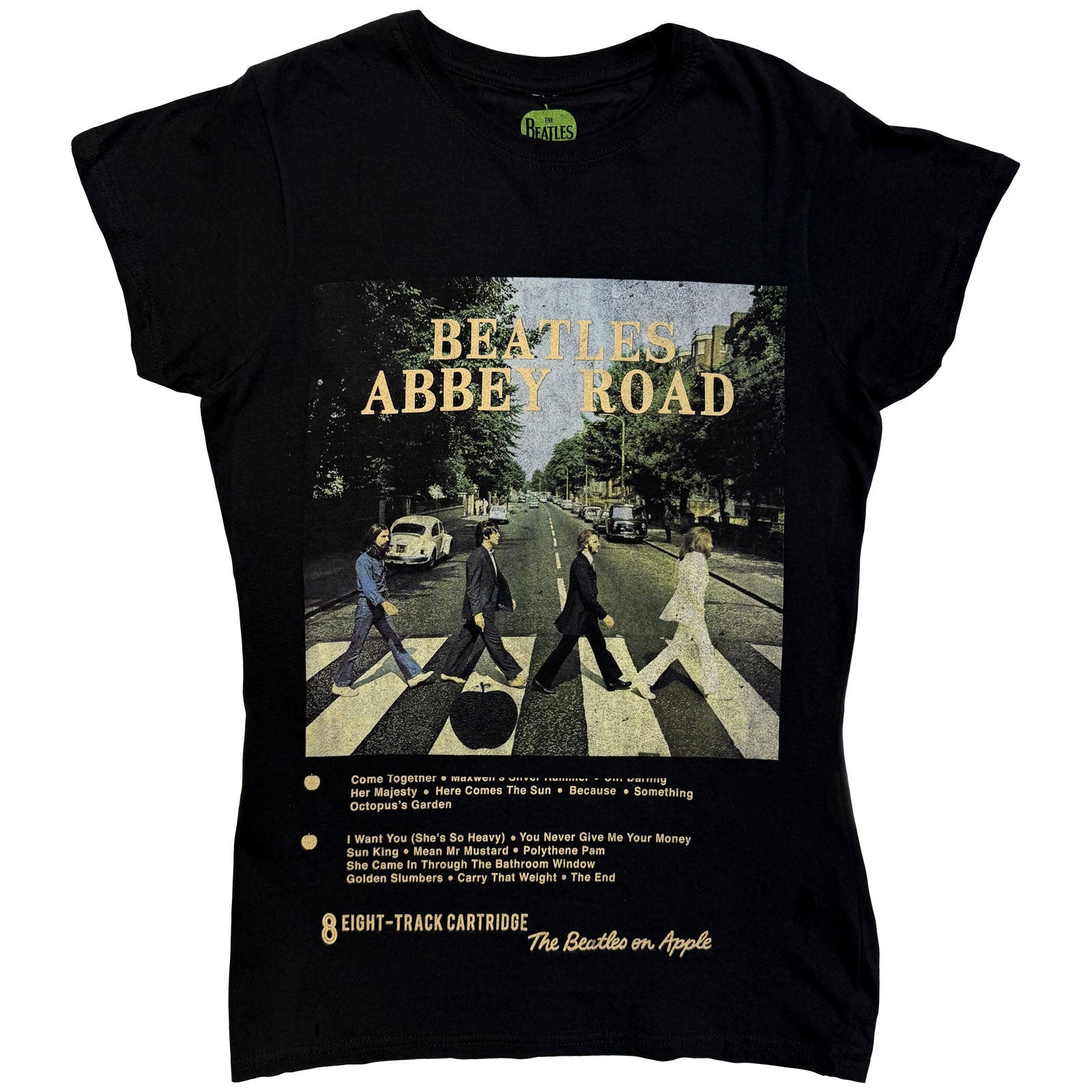 The Beatles Ladies T-Shirt: Abbey Road 8 Track (Black)
