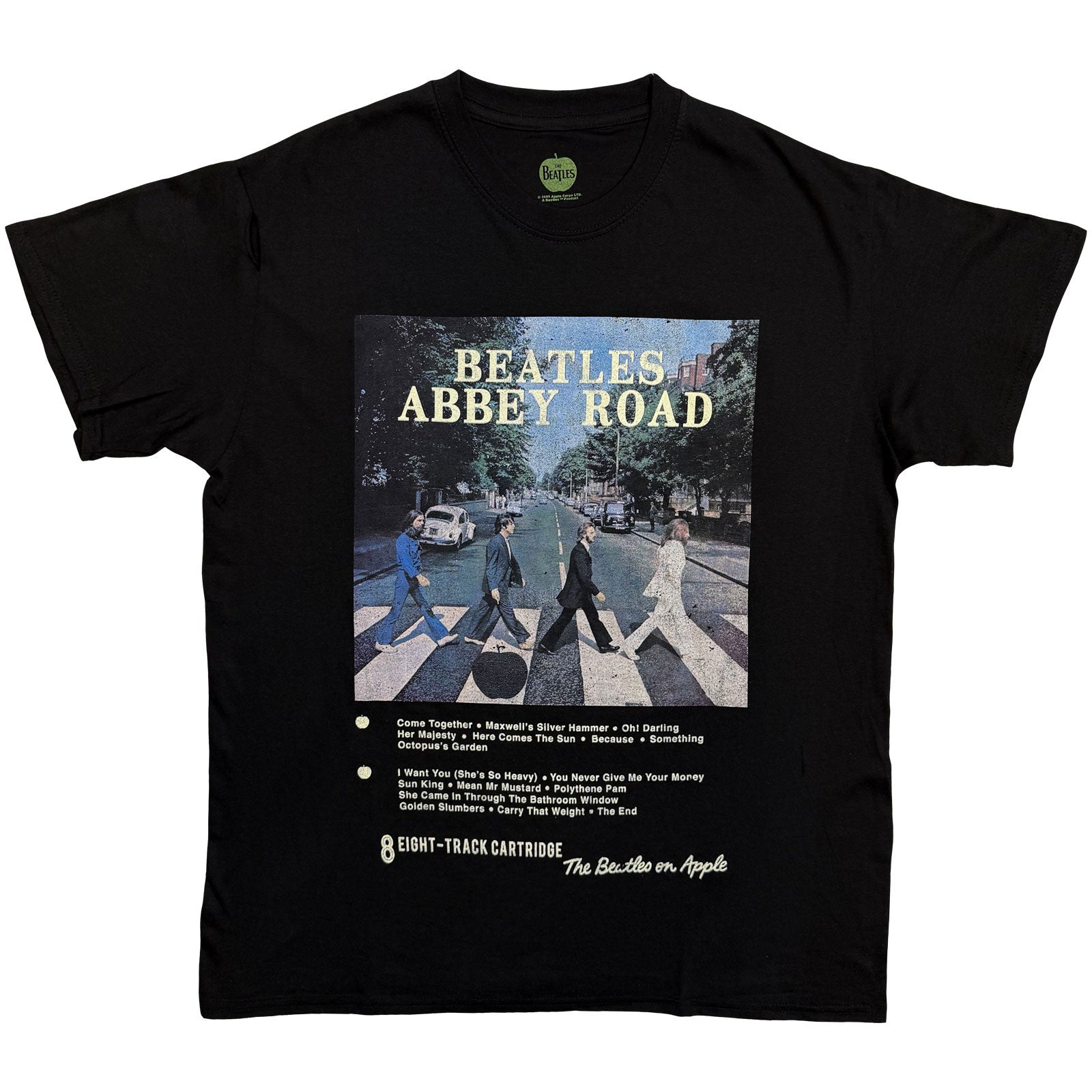 The Beatles Unisex T-Shirt: Abbey Road 8 Track (Black)