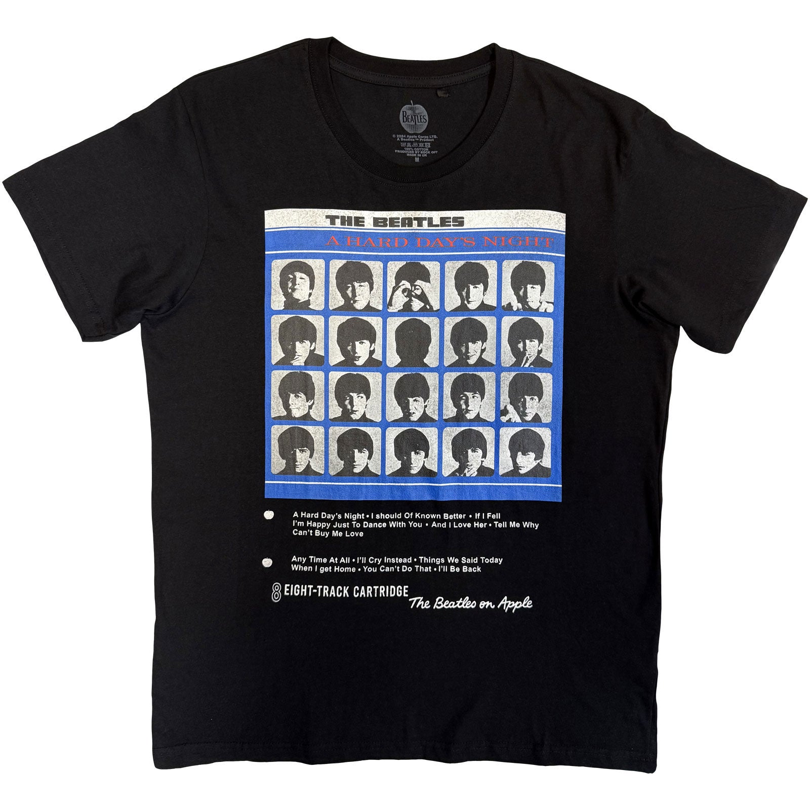 The Beatles Unisex T-Shirt: Hard Days Night 8 Track (Black)