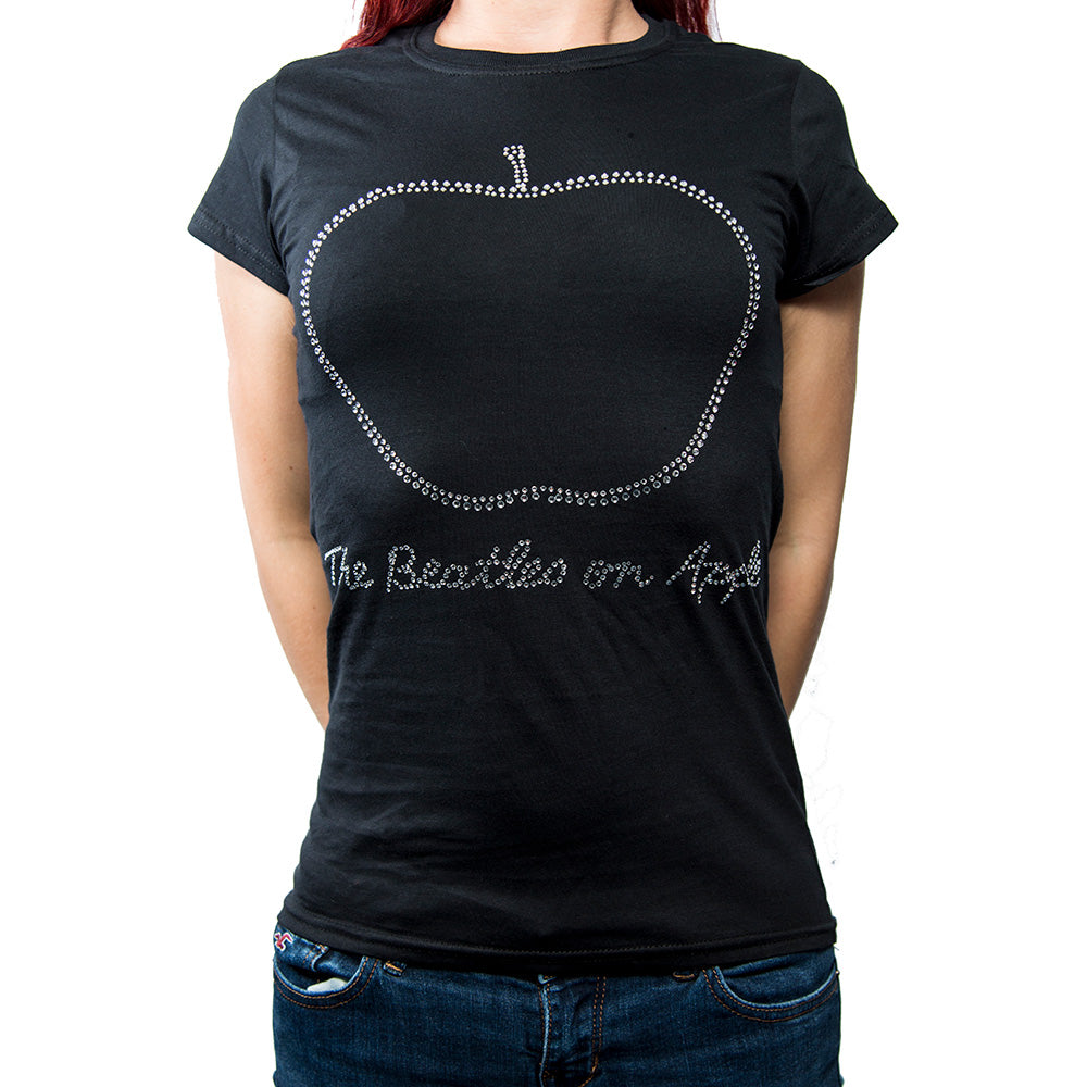 The Beatles Ladies T-Shirt: On Apple Crystals (Black) (Embellished)