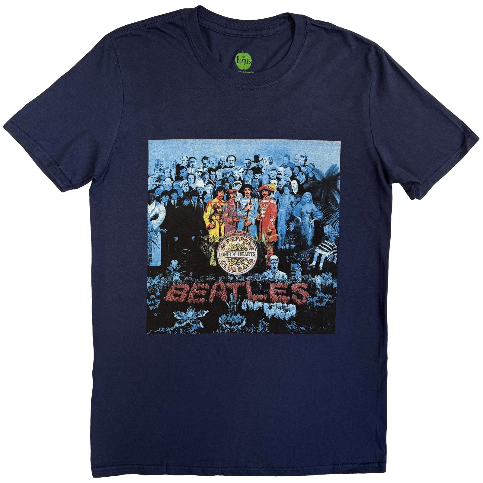 The Beatles Unisex T-Shirt: Sgt Pepper Blue (Navy Blue) (Back Print)