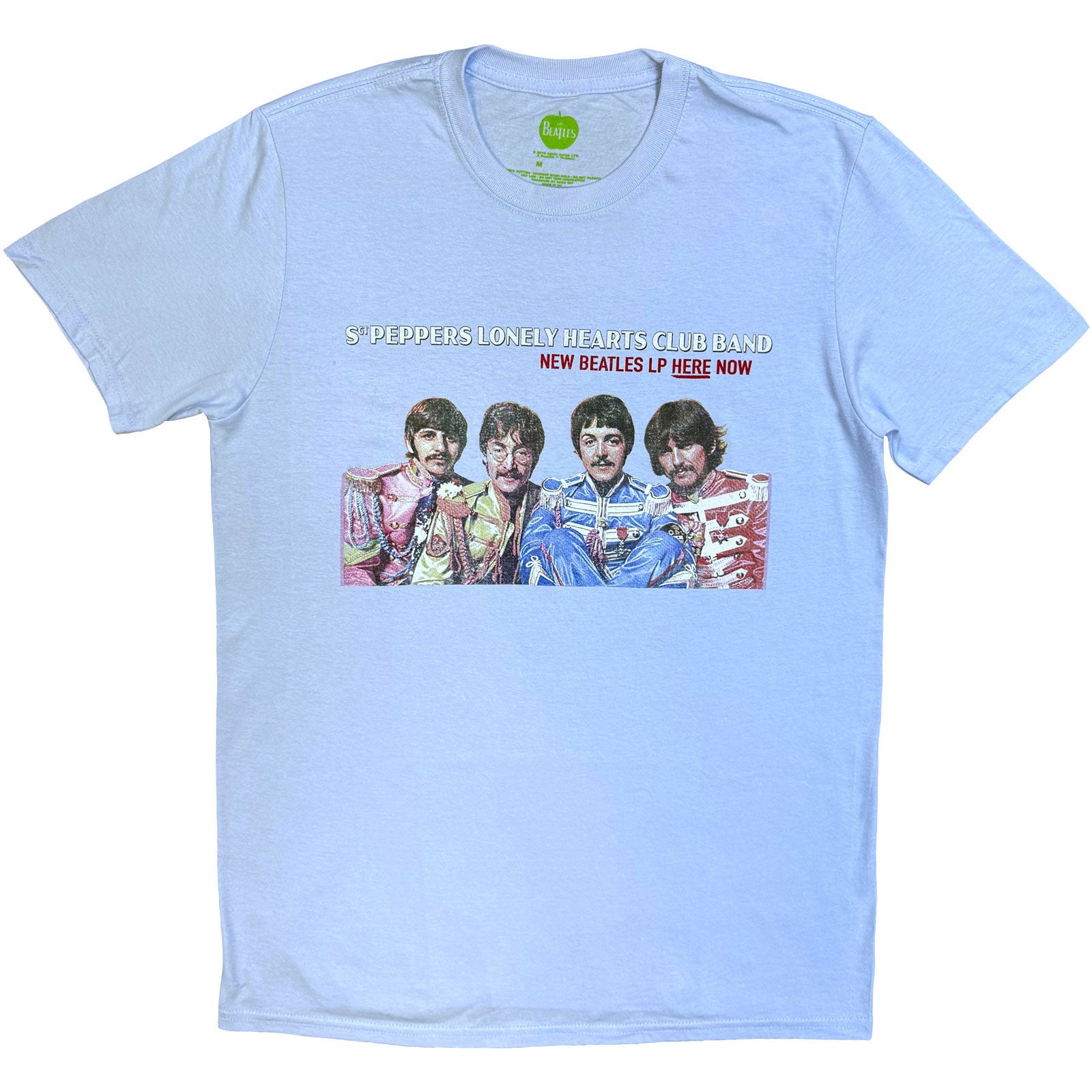 The Beatles Unisex T-Shirt: LP Here Now (Light Blue)