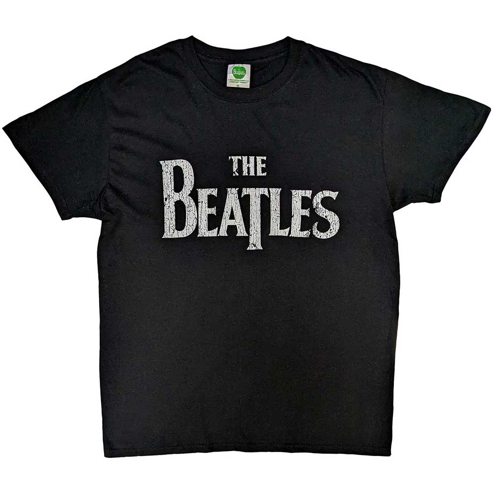 The Beatles Unisex T-Shirt: Vintage Drop T Logo (Black)