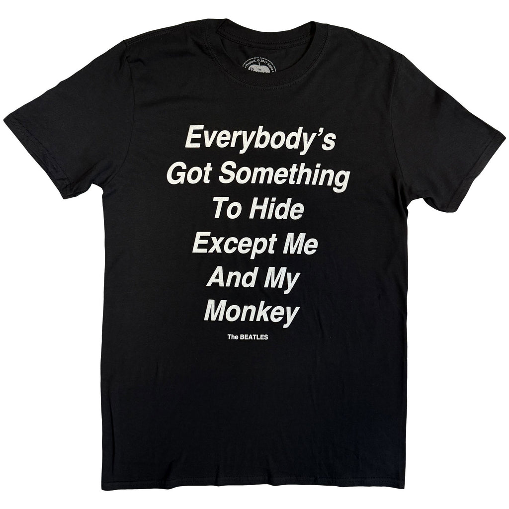 The Beatles Unisex T-Shirt: Me and My Monkey (Black) (Back Print)