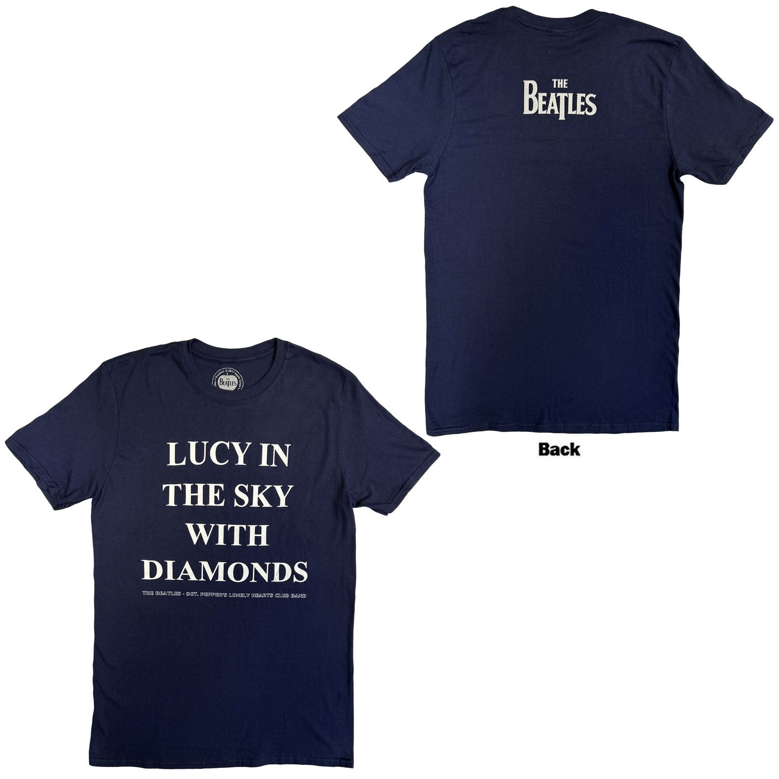 The Beatles Unisex T-Shirt: Lucy In The Sky With Diamonds (Navy Blue) (Back Print)