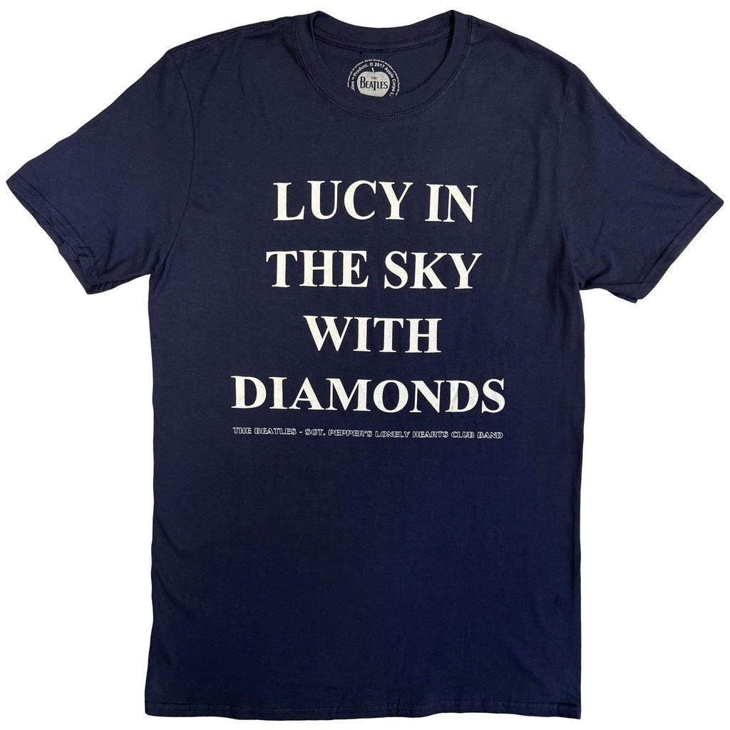The Beatles Unisex T-Shirt: Lucy In The Sky With Diamonds (Navy Blue) (Back Print)