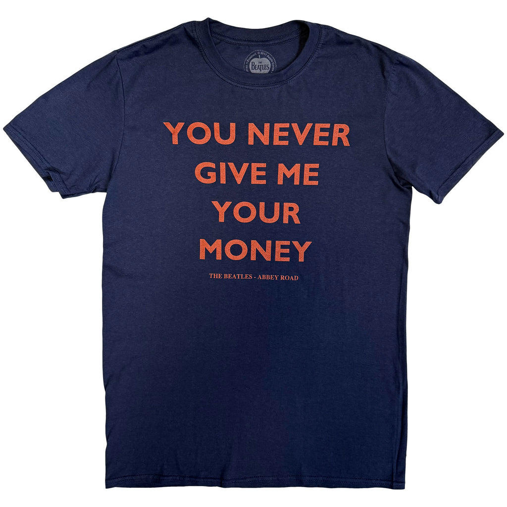 The Beatles Unisex T-Shirt: You Never Give Me Your Money (Navy Blue) (Back Print)