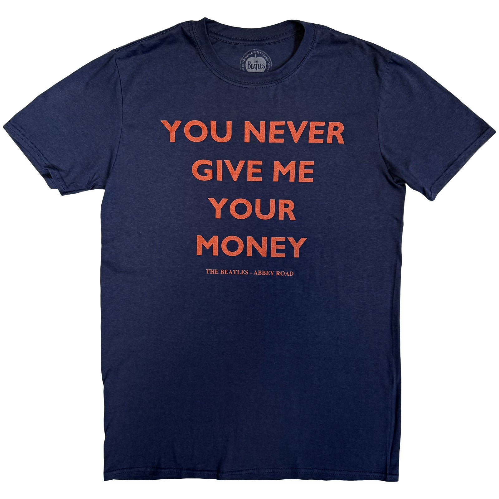 The Beatles Unisex T-Shirt: You Never Give Me Your Money (Navy Blue) (Back Print)