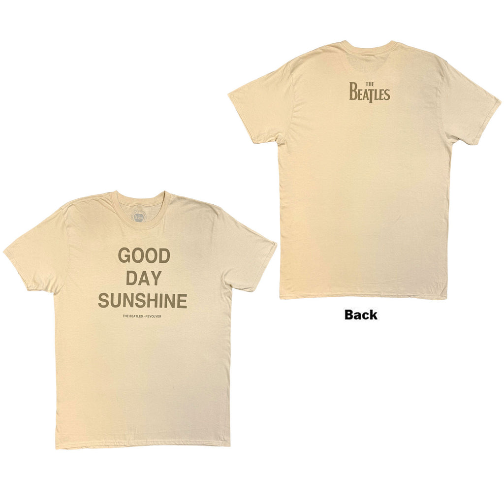 The Beatles Unisex T-Shirt: Good Day Sunshine (Sand) (Back Print) (LOS)
