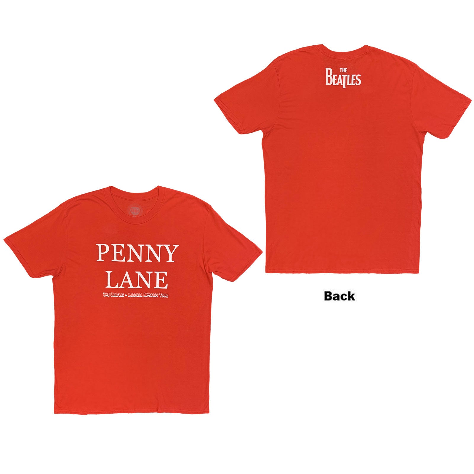 The Beatles Unisex T-Shirt: Penny Lane (Red) (Back Print)