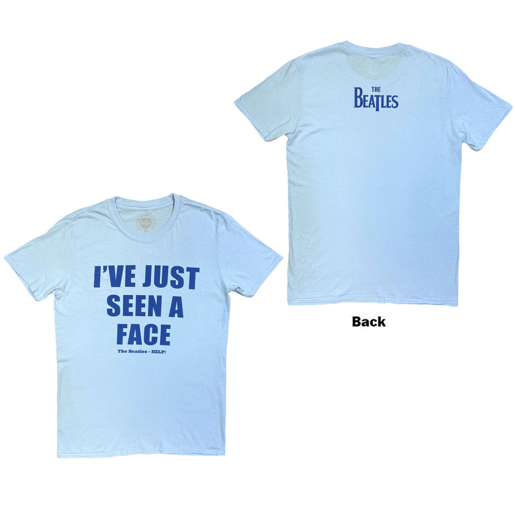 The Beatles Unisex T-Shirt: I've Just Seen A Face (Light Blue) (Back Print)
