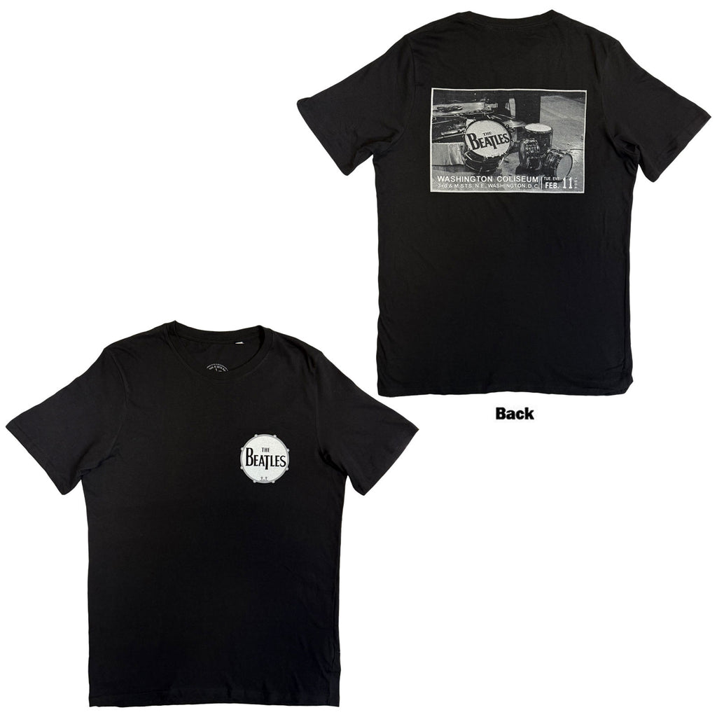 The Beatles Unisex T-Shirt: Washington Coliseum (Black) (Back Print)