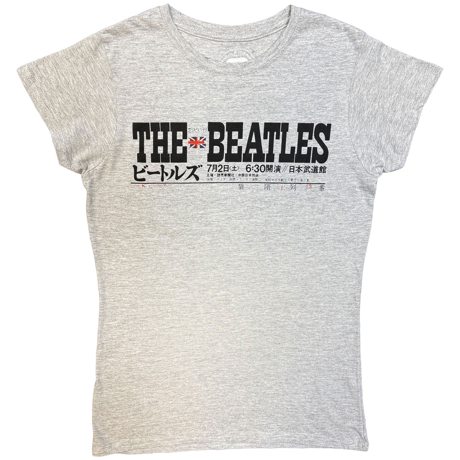 The Beatles Ladies T-Shirt: Budokan Set List (Grey) (Back Print)