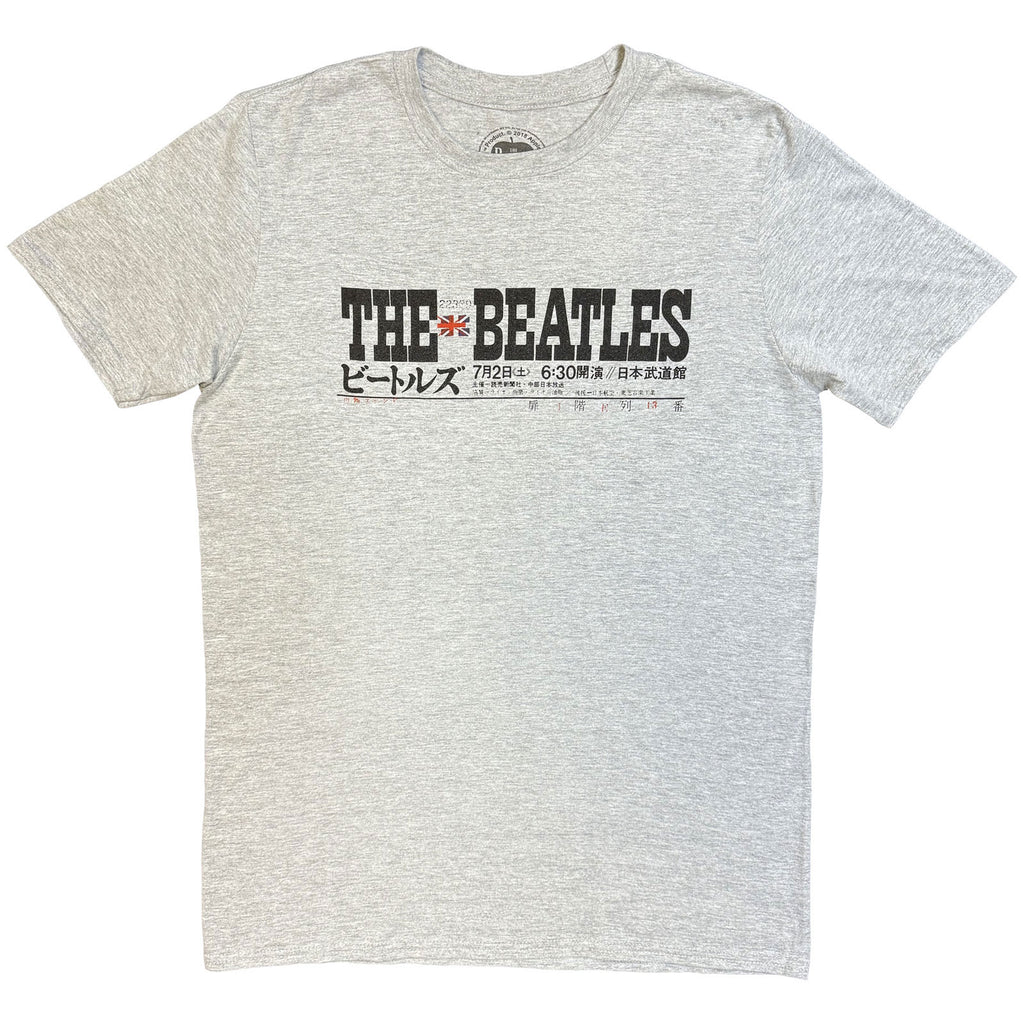 The Beatles Unisex T-Shirt: Budokan Set List (Grey) (Back Print)