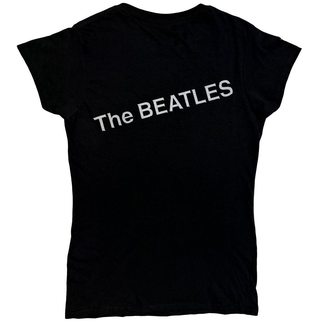 The Beatles Ladies T-Shirt: White Album Faces (Black) (Back Print)