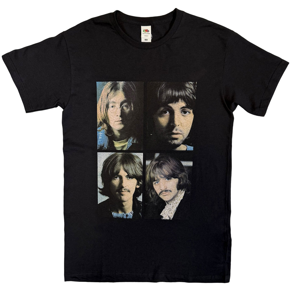 The Beatles Unisex T-Shirt: White Album Faces (Black) (Back Print)