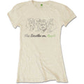 The Beatles Ladies T-Shirt: Outline Faces on Apple (Sand)