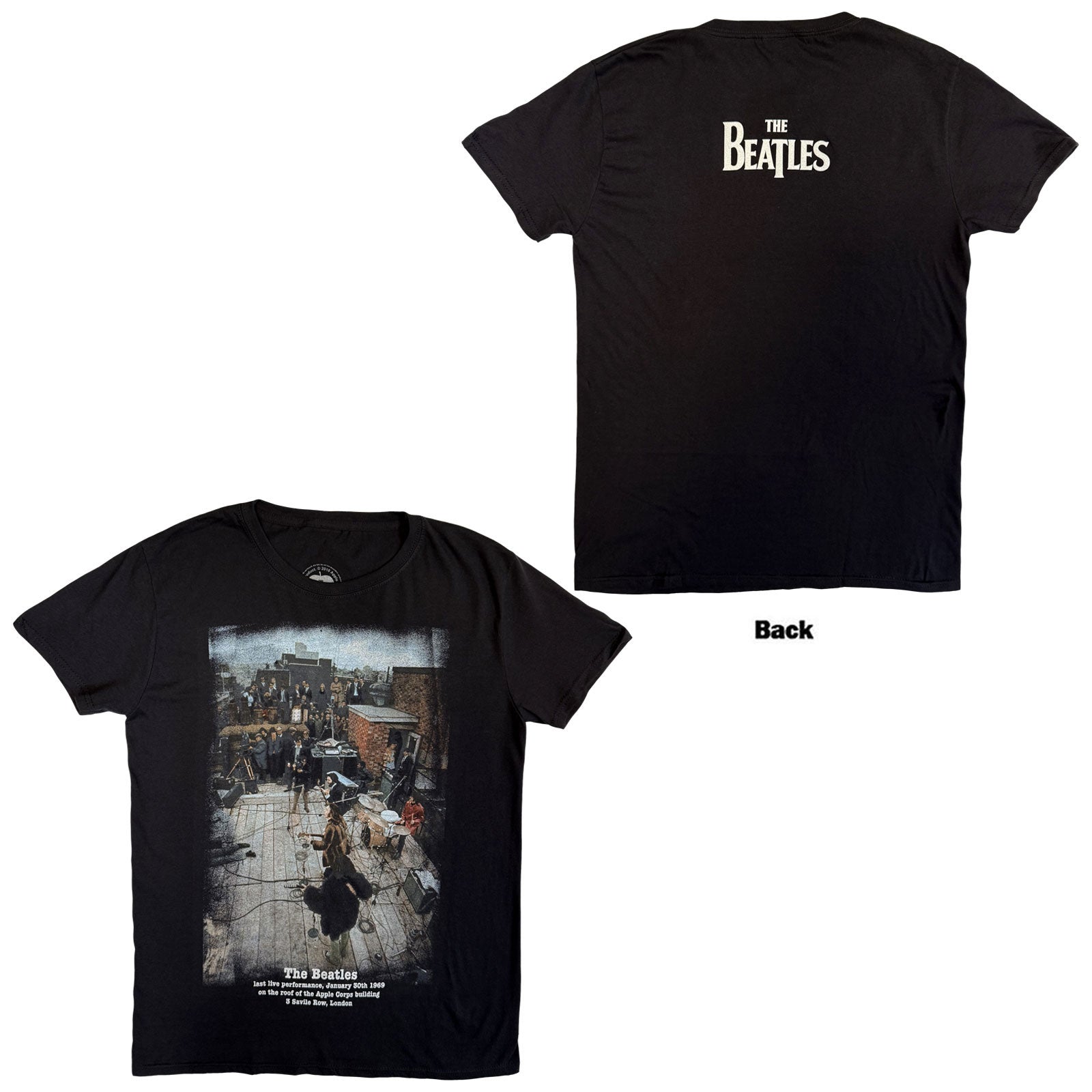 The Beatles Unisex T-Shirt: 3 Savile Row (Black) (Back Print)