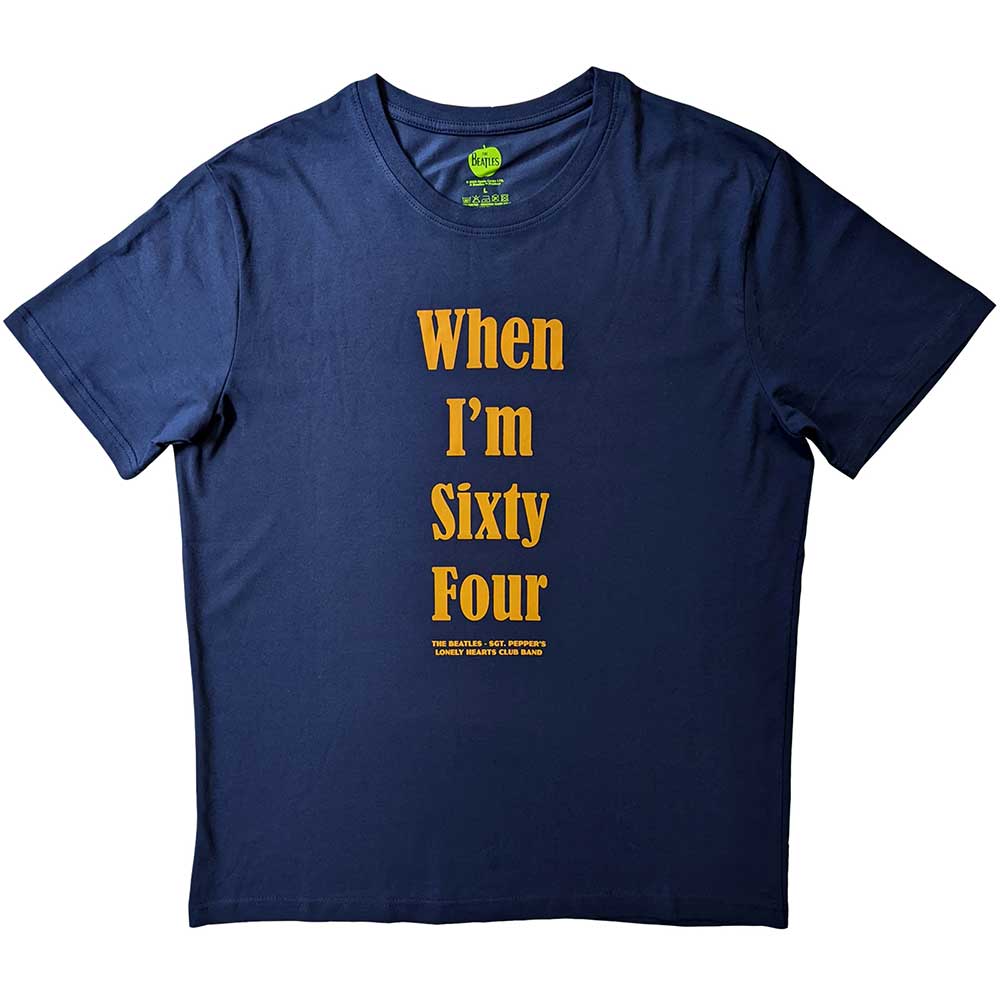 The Beatles Unisex T-Shirt: When I'm Sixty Four (Blue) (Back Print)
