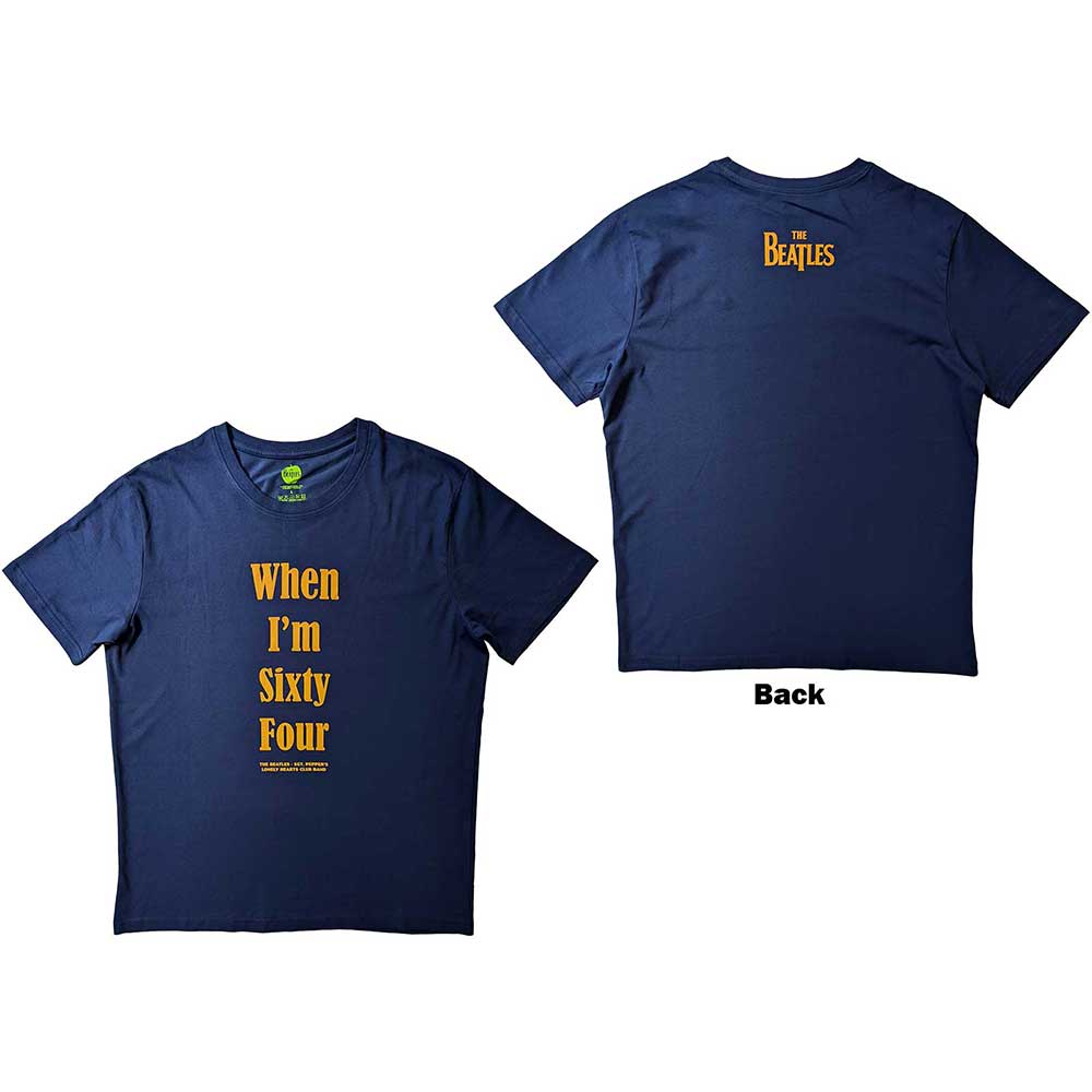 The Beatles Unisex T-Shirt: When I'm Sixty Four (Blue) (Back Print)