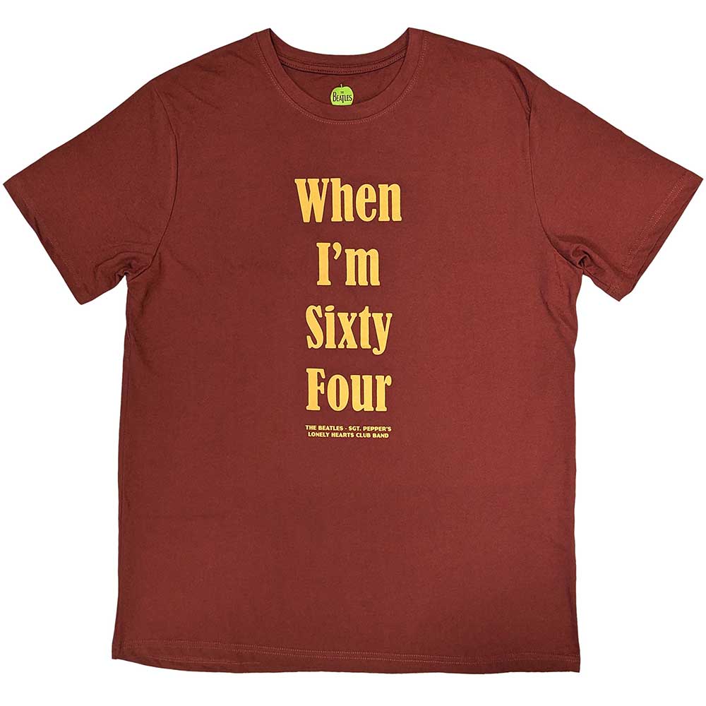 The Beatles Unisex T-Shirt: When I'm Sixty Four (Red) (Back Print)