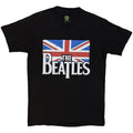 The Beatles Unisex T-Shirt: Drop T Logo & Vintage Flag (Black)