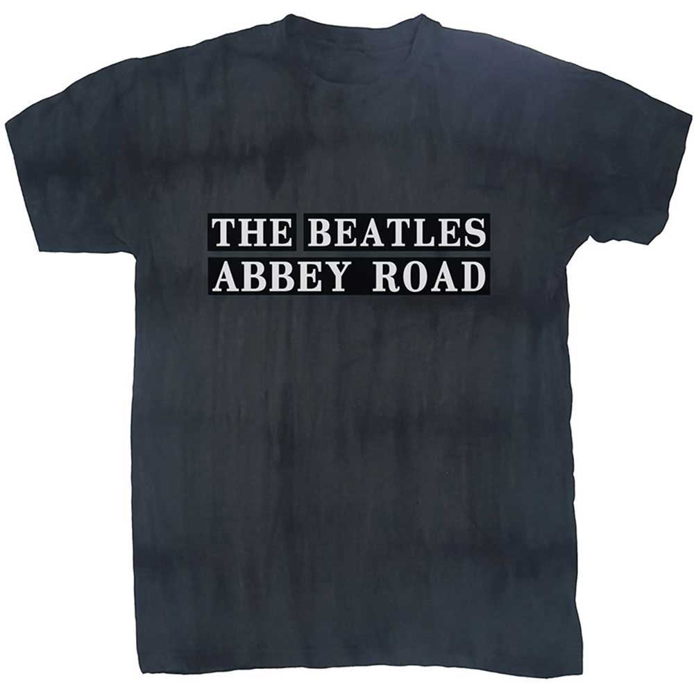 The Beatles Unisex T-Shirt: Abbey Road Sign (Dip-Dye On Black) (Wash Collection)