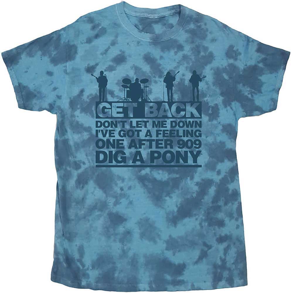 The Beatles Unisex T-Shirt: Let it Be Songs (Dip-Dye On Light Blue) (Wash Collection)