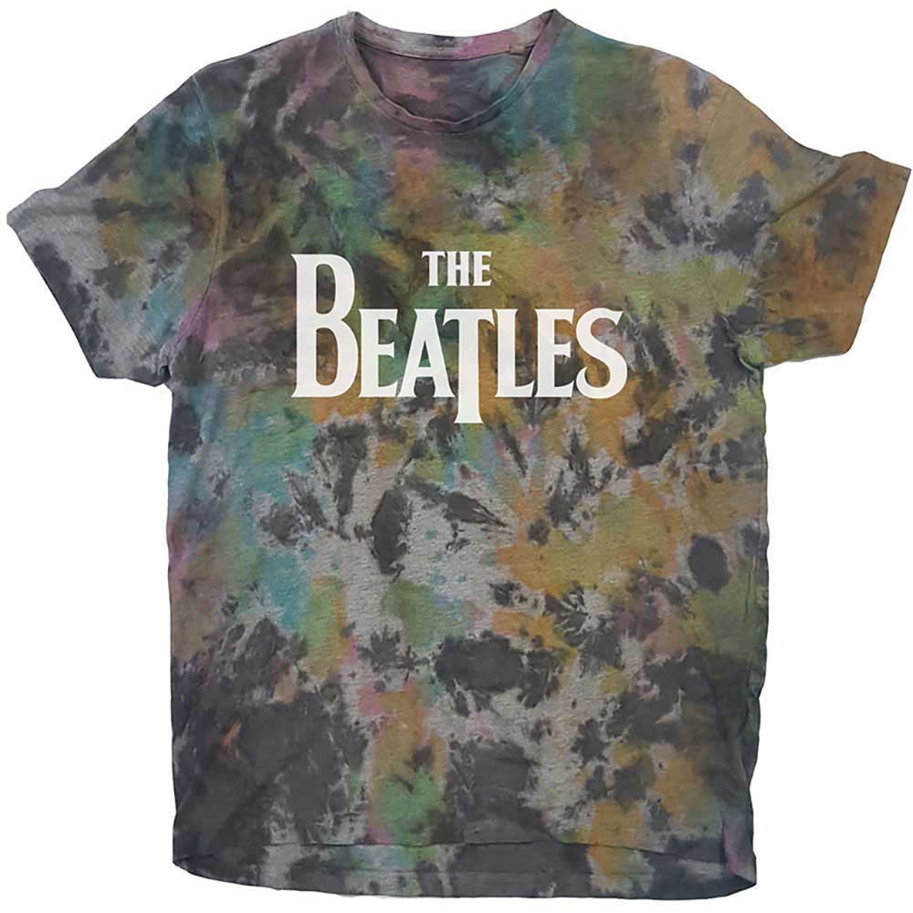 The Beatles Unisex T-Shirt: Drop T Logo (Dip-Dye On Grey) (Wash Collection)