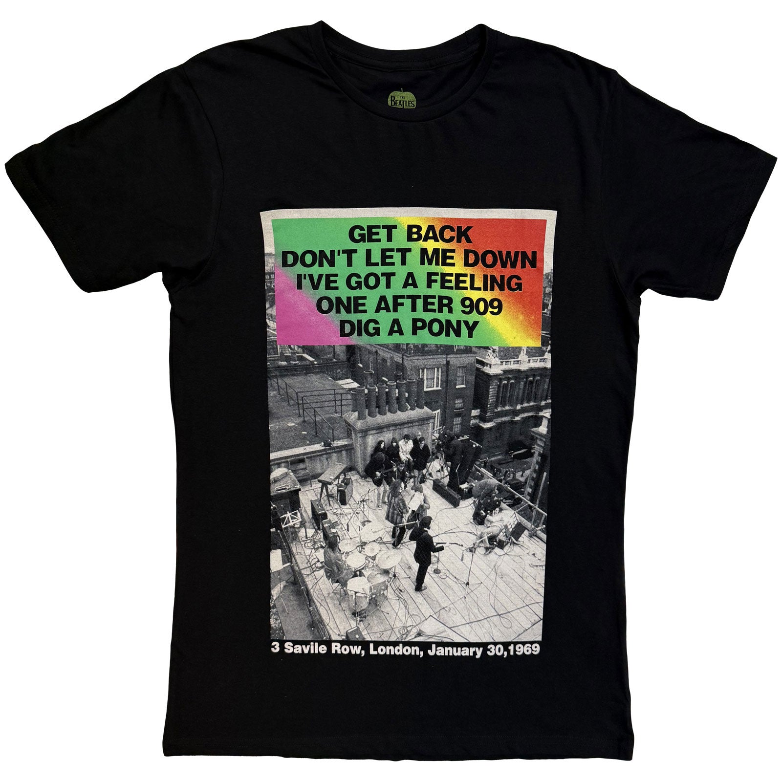 The Beatles Unisex T-Shirt: Rooftop Songs Gradient (Black)