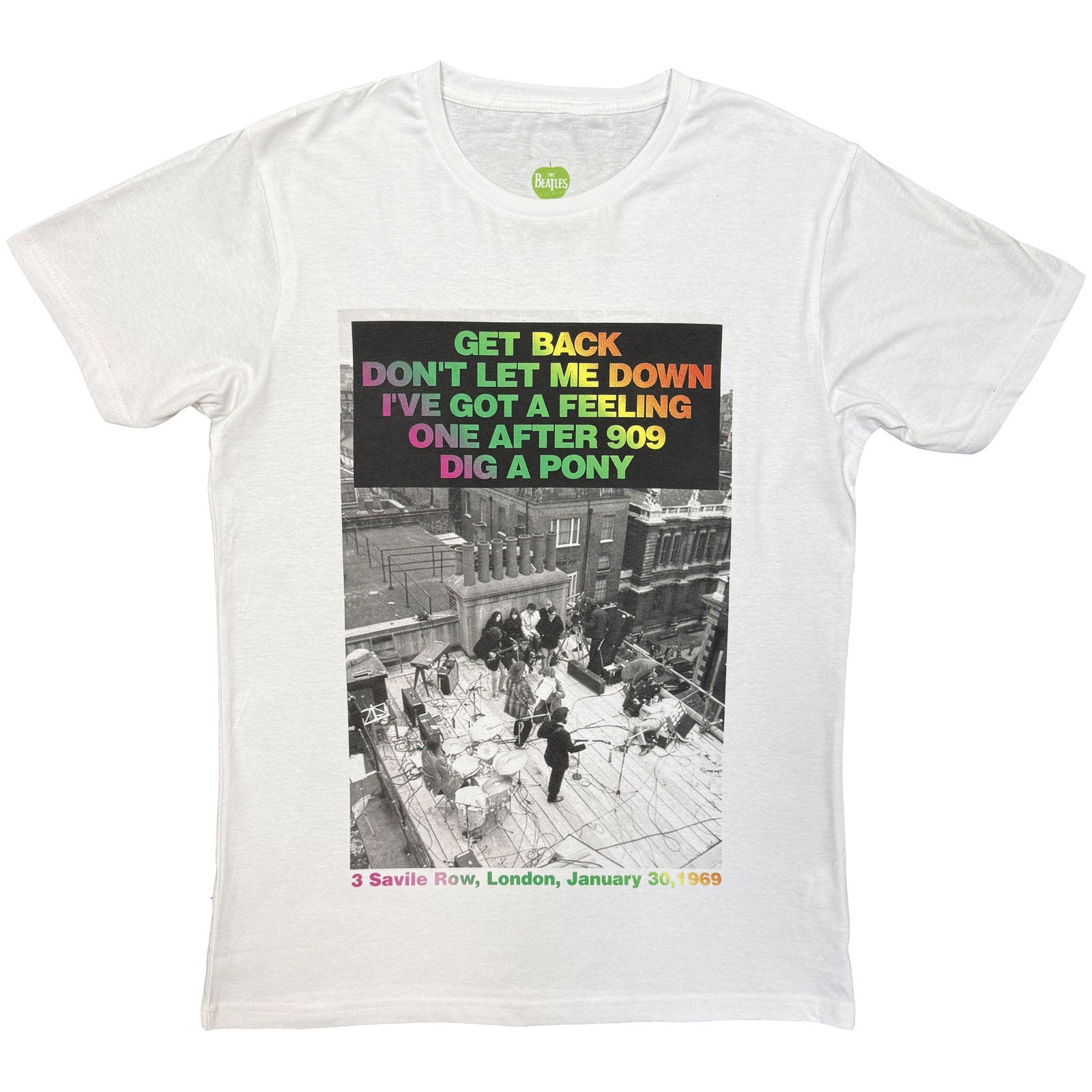 The Beatles Unisex T-Shirt: Rooftop Songs Gradient (White)