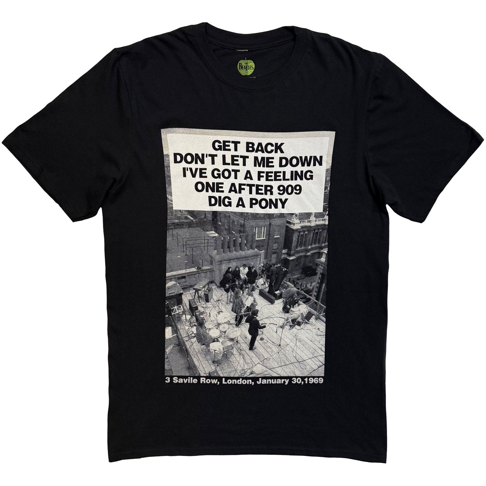 The Beatles Unisex T-Shirt: Rooftop Songs (Black)