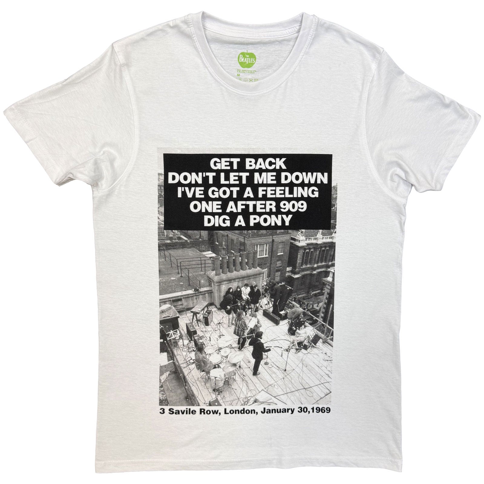 The Beatles Unisex T-Shirt: Rooftop Songs (White)
