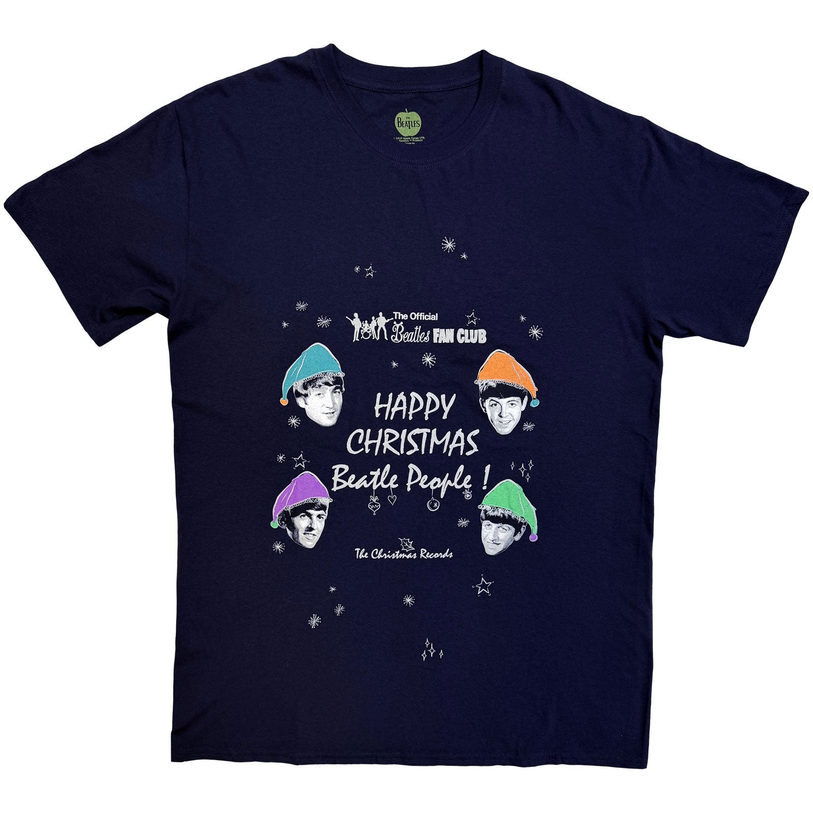 The Beatles Unisex T-Shirt: Happy Christmas (Navy Blue)