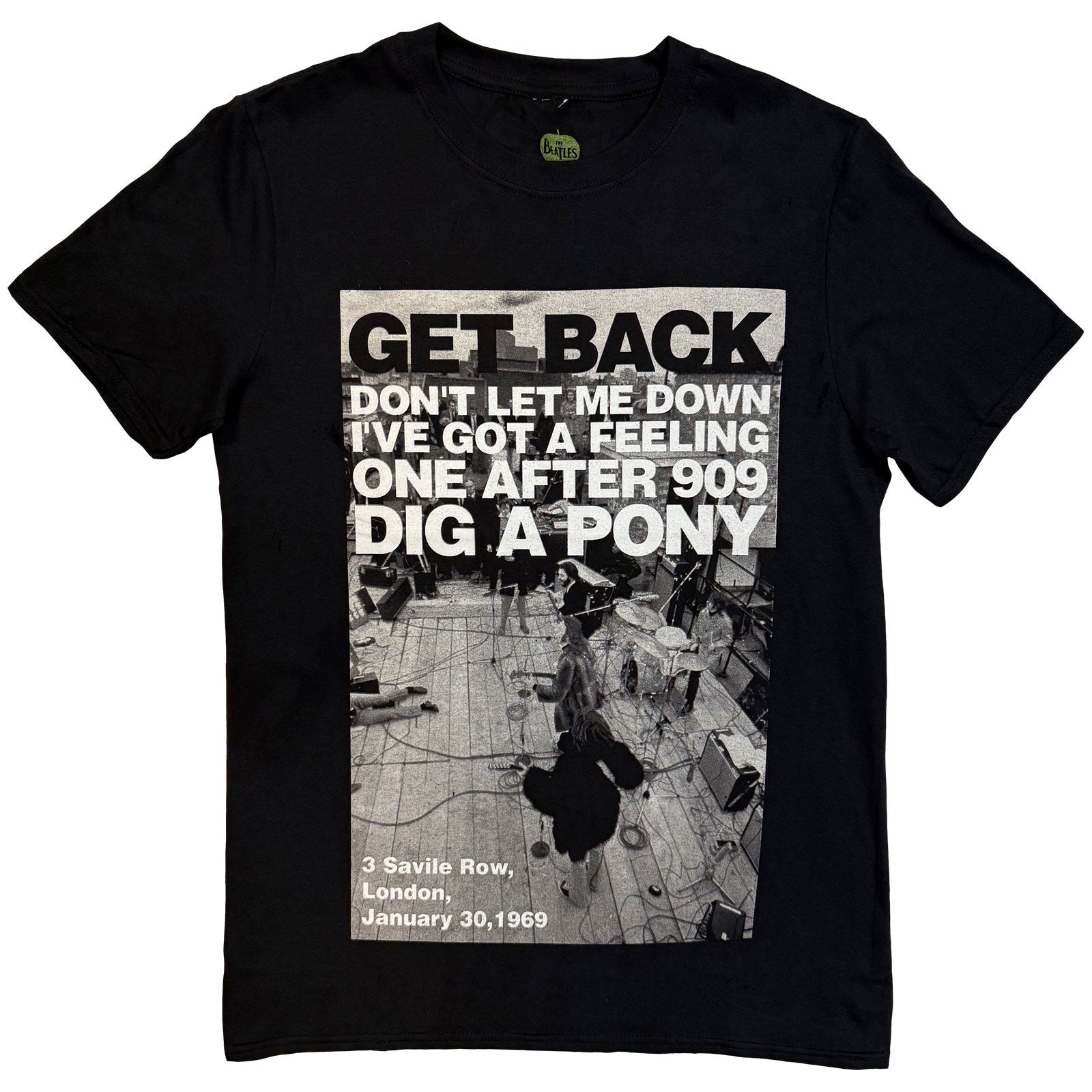 The Beatles Unisex T-Shirt: Rooftop Shot (Black)
