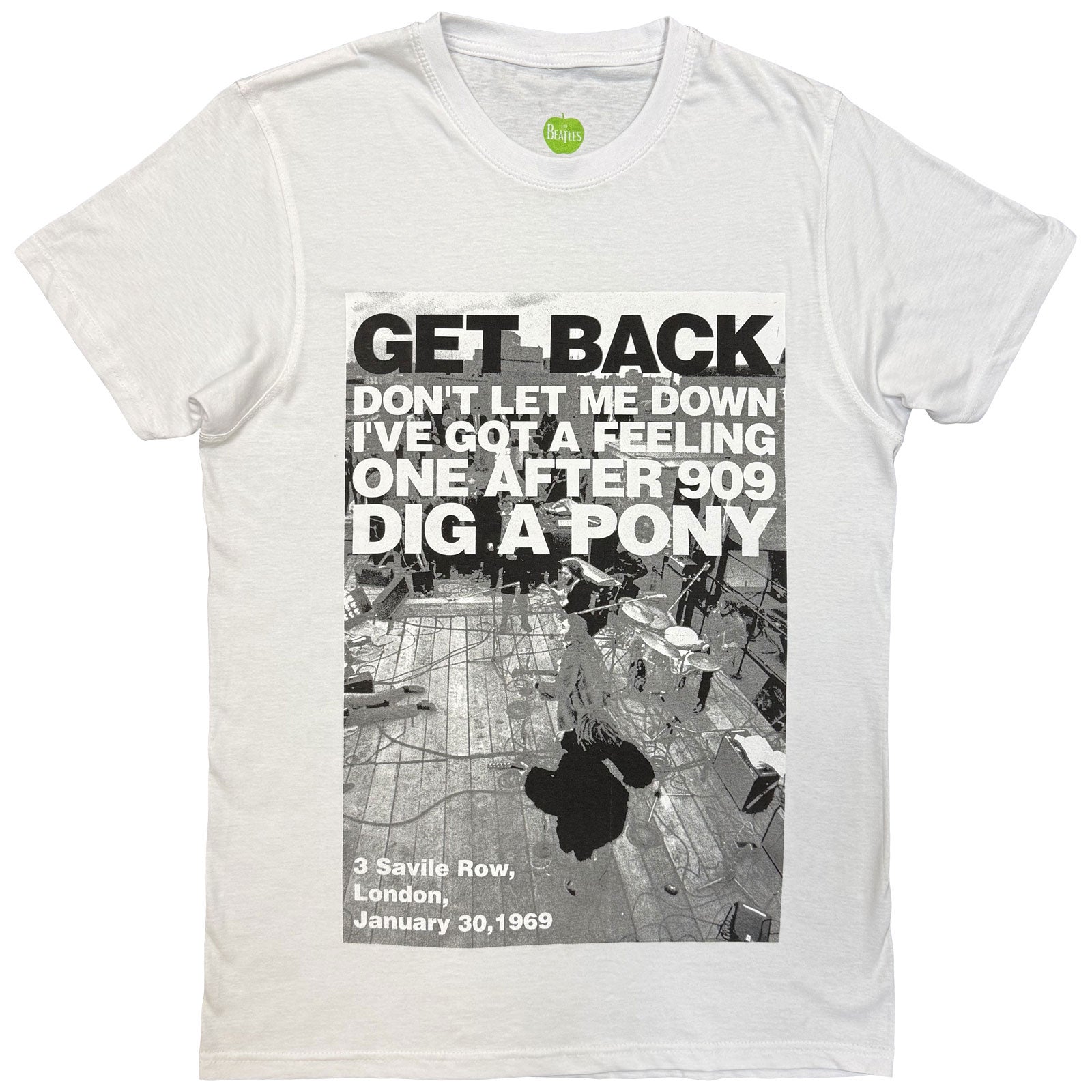 The Beatles Unisex T-Shirt: Rooftop Shot (White)