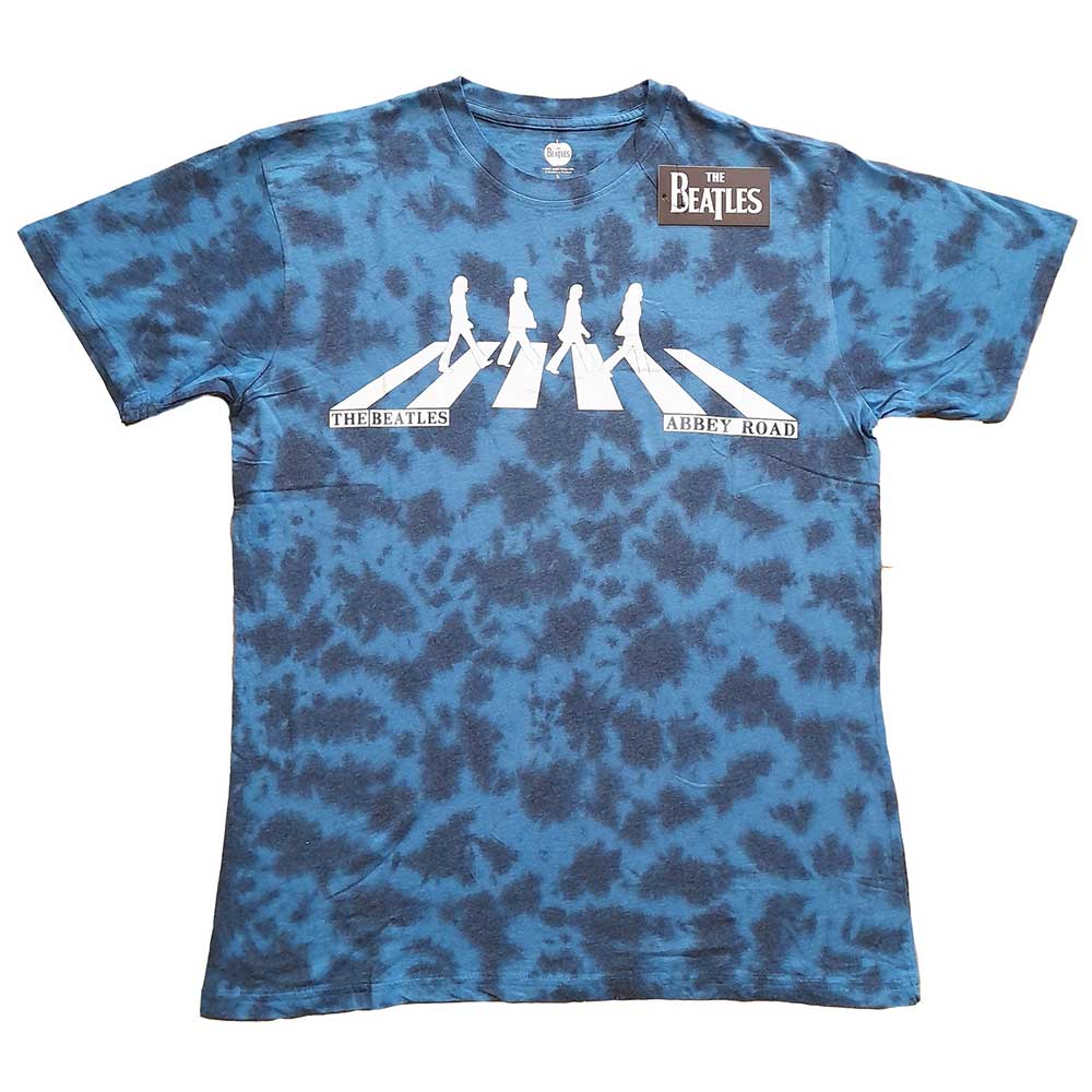 The Beatles Unisex T-Shirt: Abbey Road Crossing (Blue) (Wash Collection)
