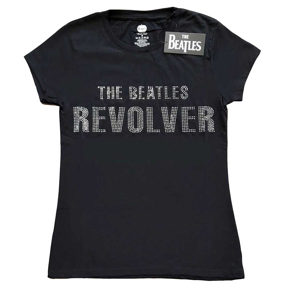 The Beatles Ladies T-Shirt: Revolver Crystals (Black) (Embellished)