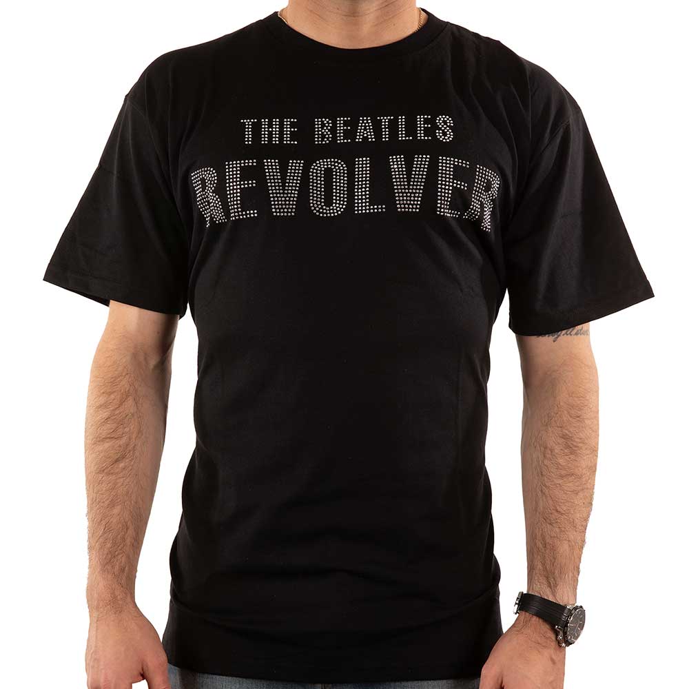 The Beatles Unisex T-Shirt: Revolver Crystals (Black) (Embellished)