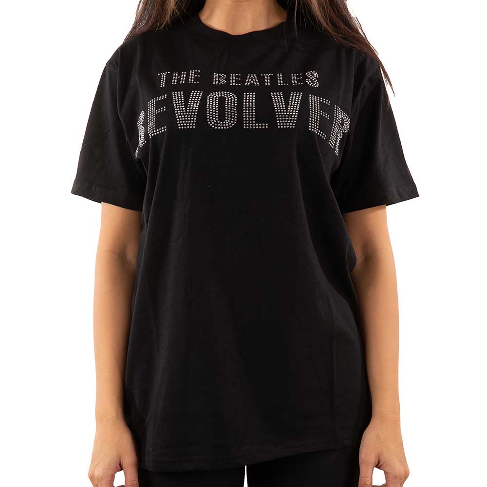 The Beatles Unisex T-Shirt: Revolver Crystals (Black) (Embellished)