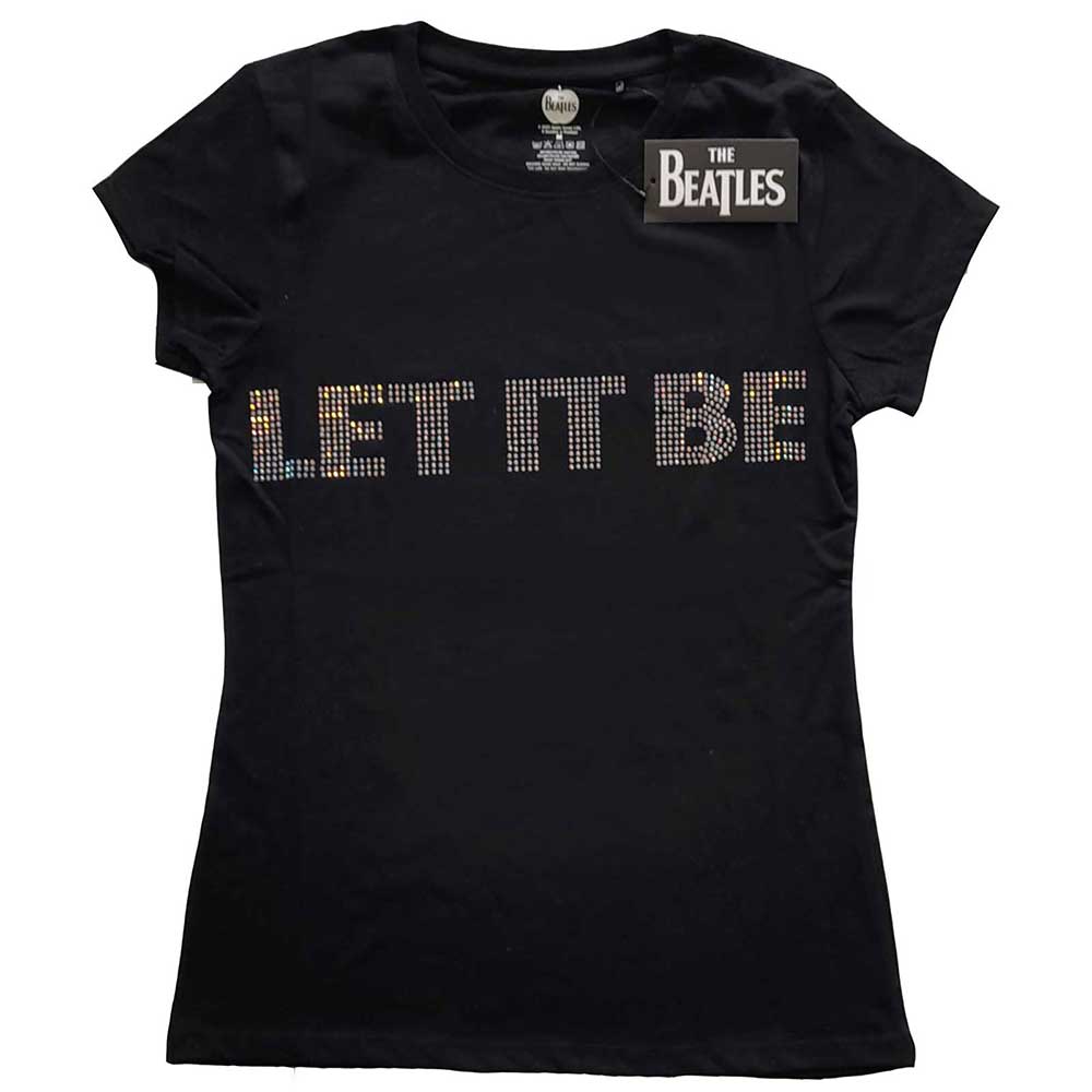The Beatles Ladies T-Shirt: Let It Be Crystals (Black) (Embellished)