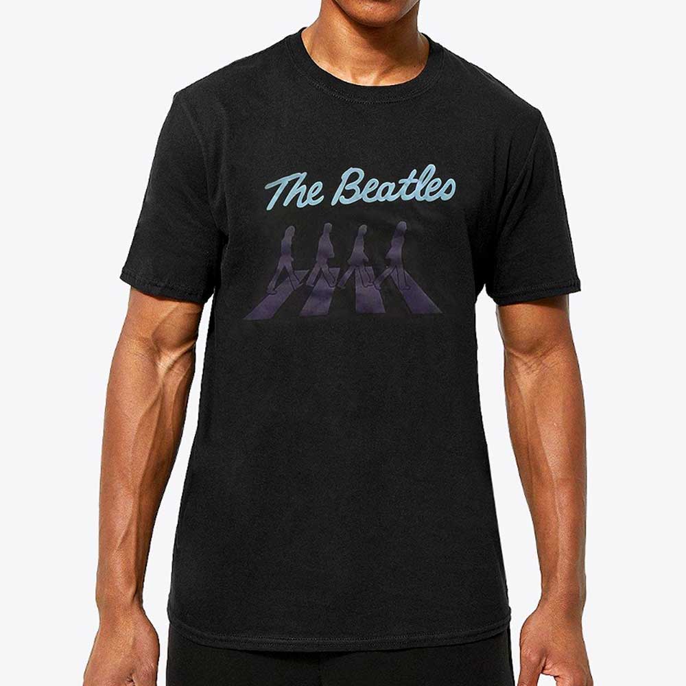 The Beatles Unisex T-Shirt: Crossing Silhouettes (Black) (Embellished)