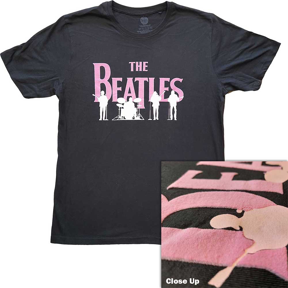 The Beatles Unisex T-Shirt: Band Silhouettes (Black) (Embellished)