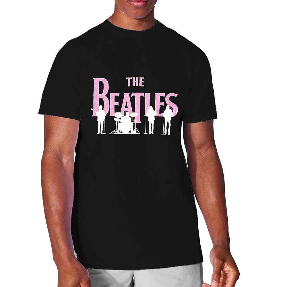 The Beatles Unisex T-Shirt: Band Silhouettes (Black) (Embellished)