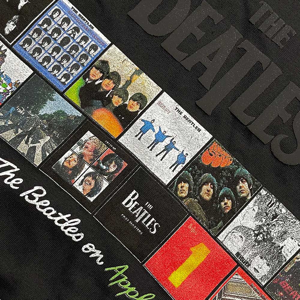 The Beatles Unisex T-Shirt: Albums on Apple (Black) (Embellished)
