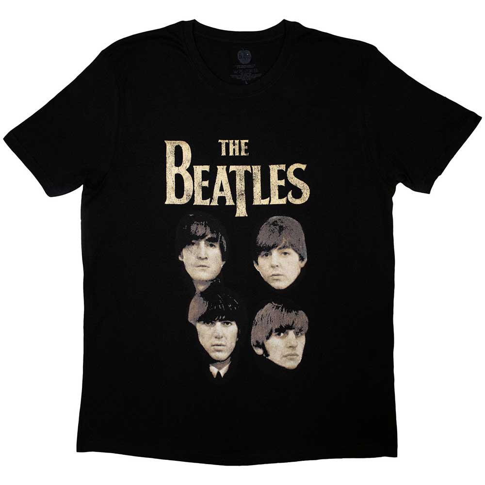 The Beatles Unisex T-Shirt: 4 Heads (Black)